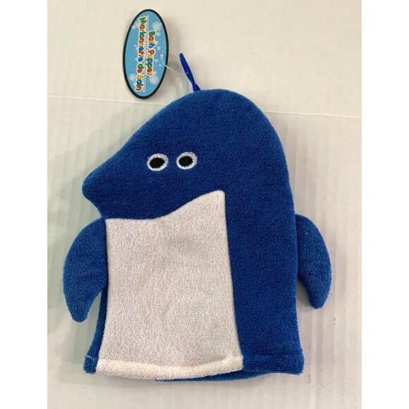 New Bath Hand Puppet Mitt Mit Dolphin Blue - Picture 1 of 3